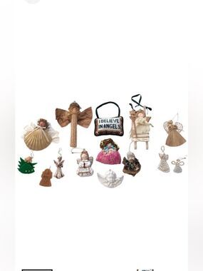 14 VINTAGE ANGEL ORNAMENTS CHRISTMAS TREE